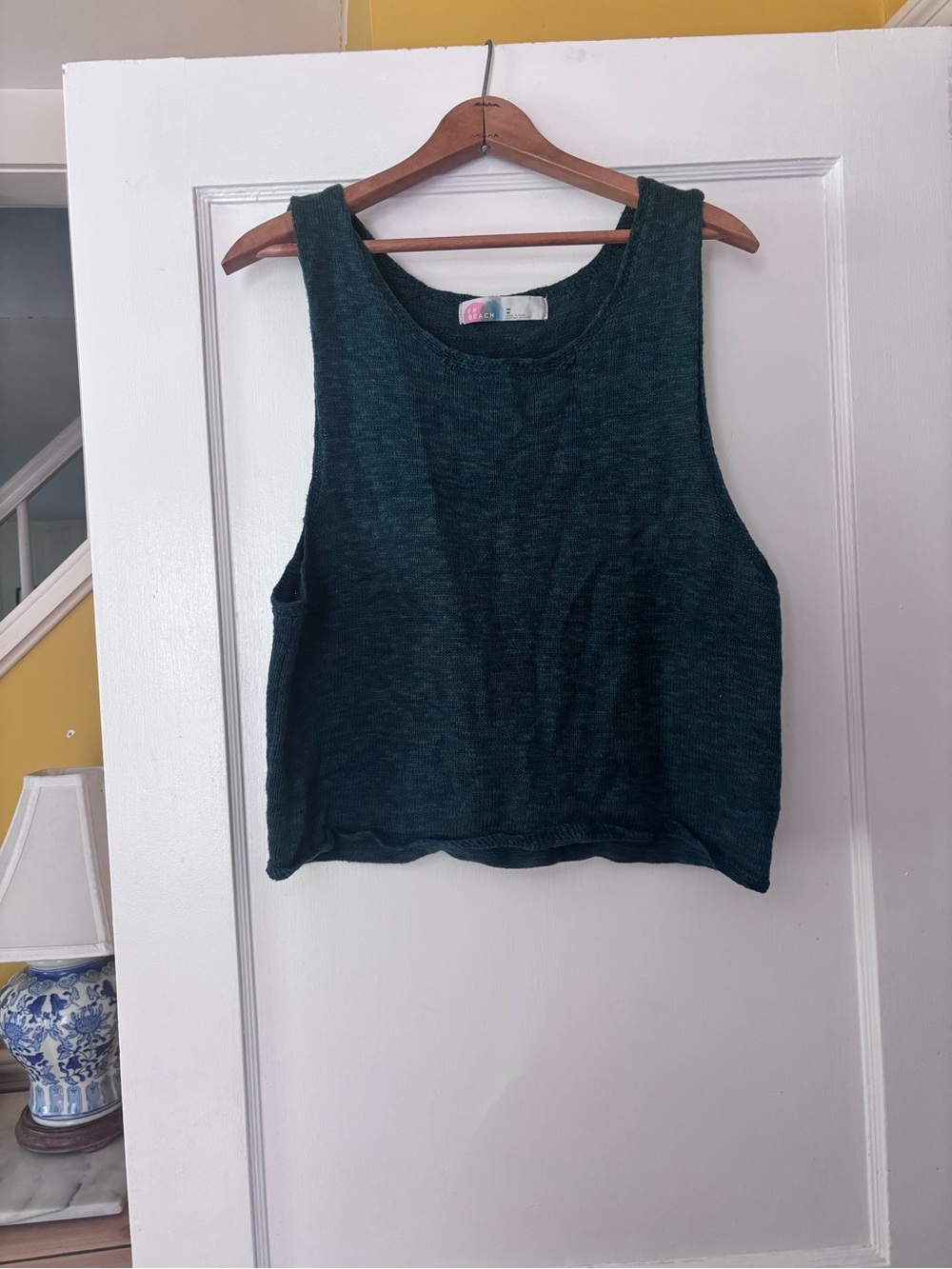 Free People Beach Dark Teal Sleeveless Crop Tank Top